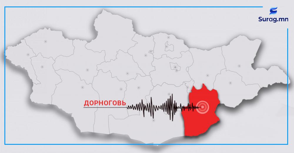 ДОРНОГОВЬ АЙМАГТ 3.5 МАГНИТУДЫН ГАЗАР ХӨДЛӨЛТ БОЛЛОО