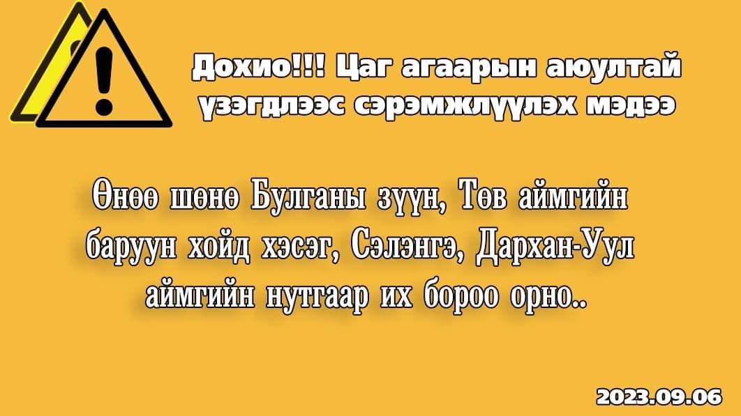 Үер усны аюулаас сэрэмжтэй байхыг онцгойлон анхааруулж байна